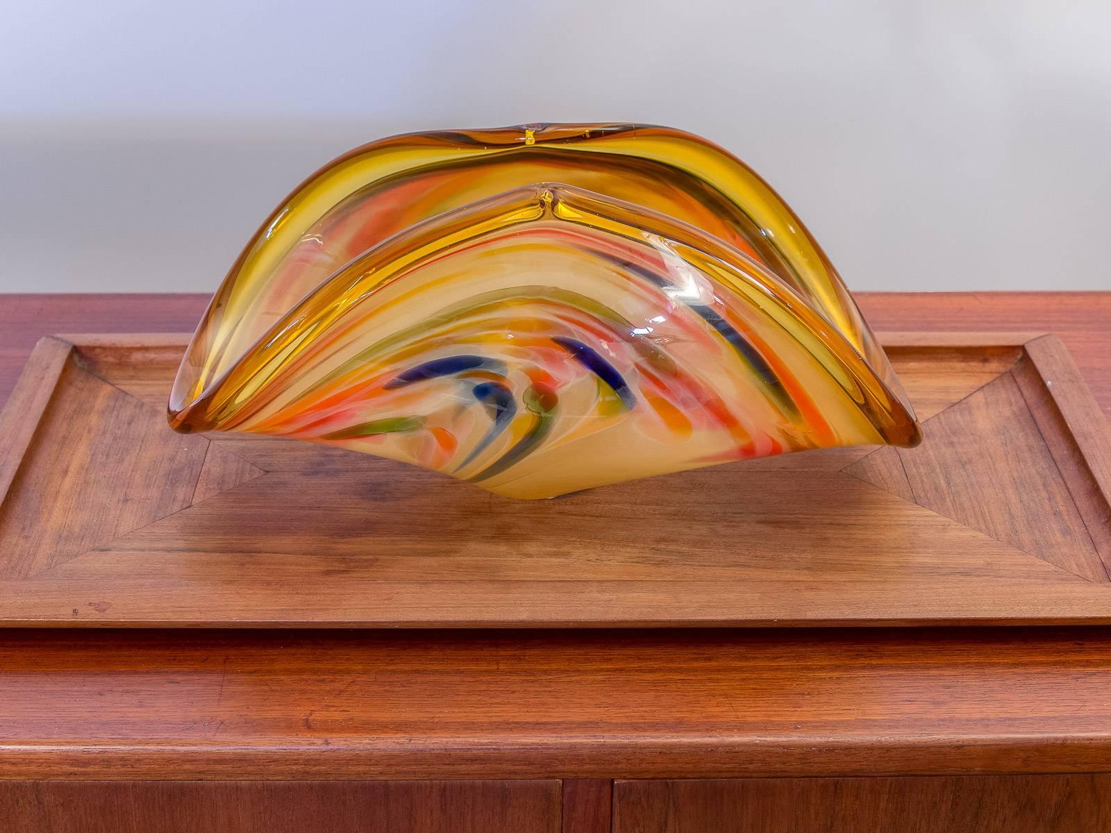 Late 20th Century Murano Orange Glass Centrepiece