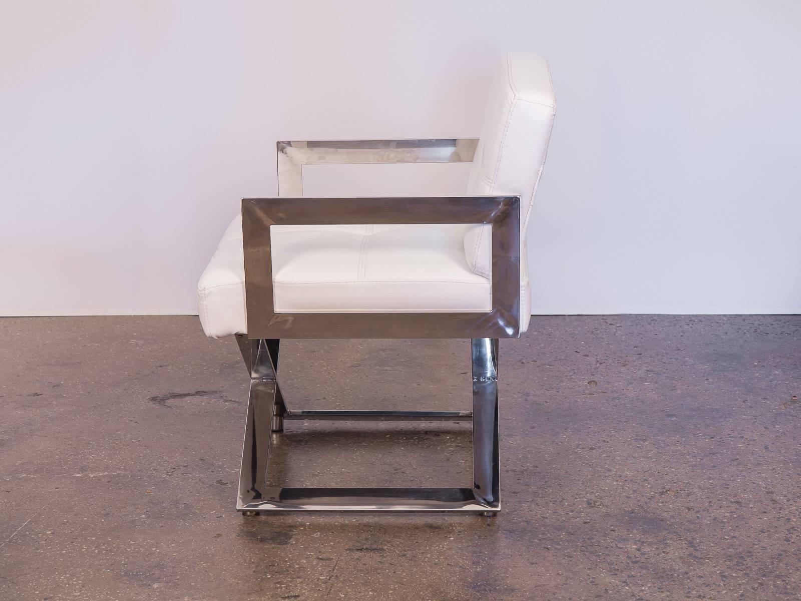 Mid-Century Modern Ten Milo Baughman Style Chrome Dining Chairs