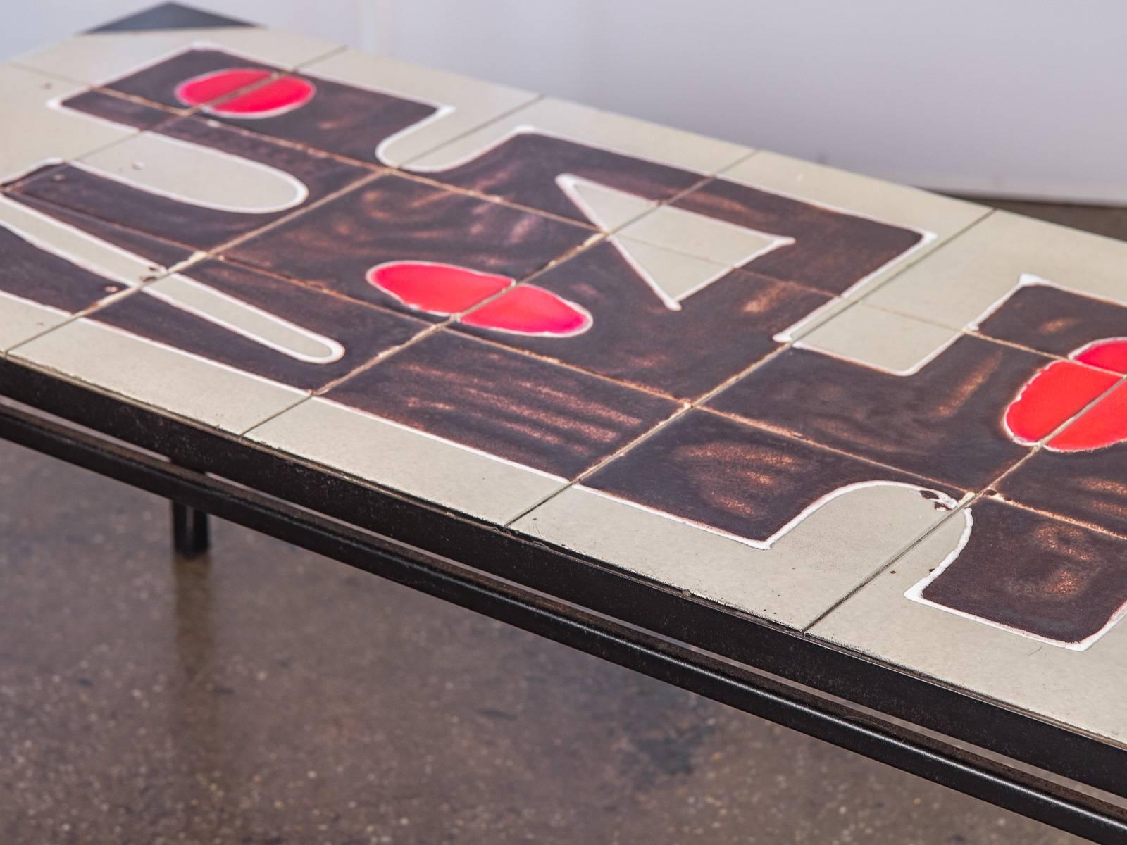 Mid-20th Century Belgian Tile-Top Coffee Table