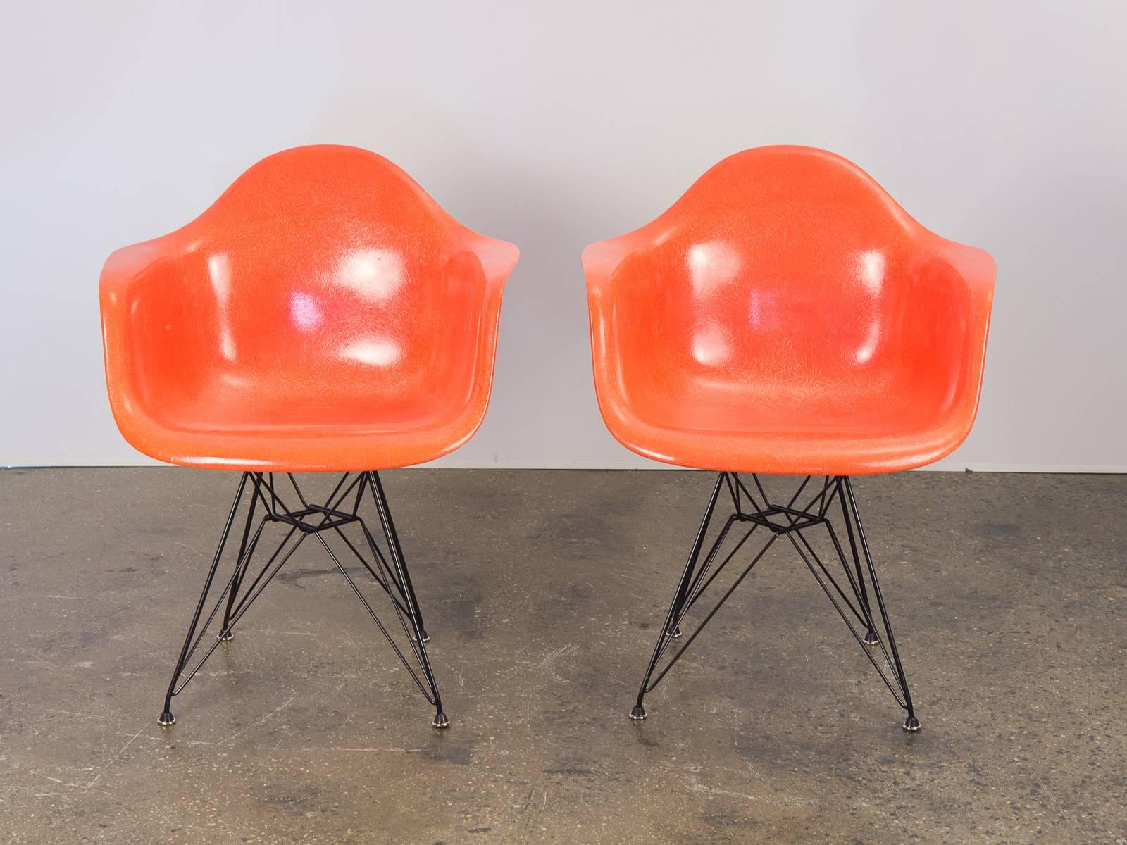 Pair of Orange Eames Armchair Shells In Excellent Condition In Brooklyn, NY