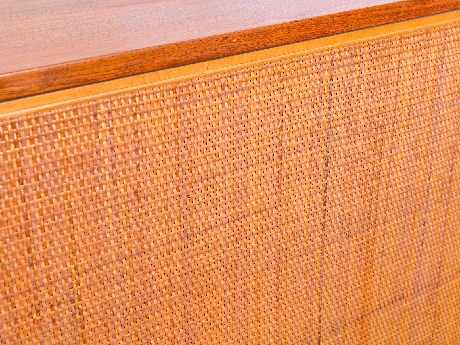 Florence Knoll Walnut and Woven Cane Credenza 2