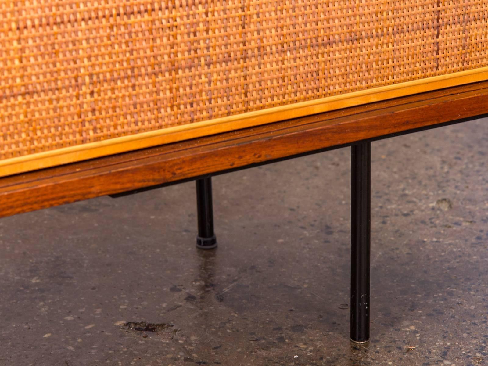 Florence Knoll Walnut and Woven Cane Credenza 4