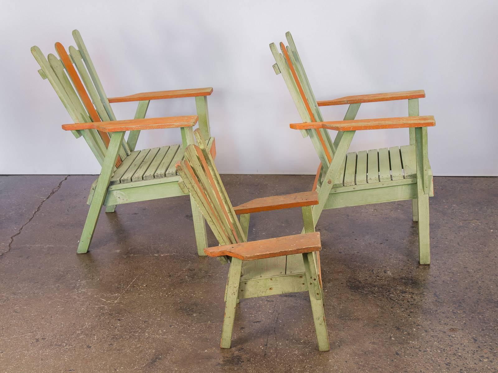 Rustic Family Set of 1960s Adirondack Chairs
