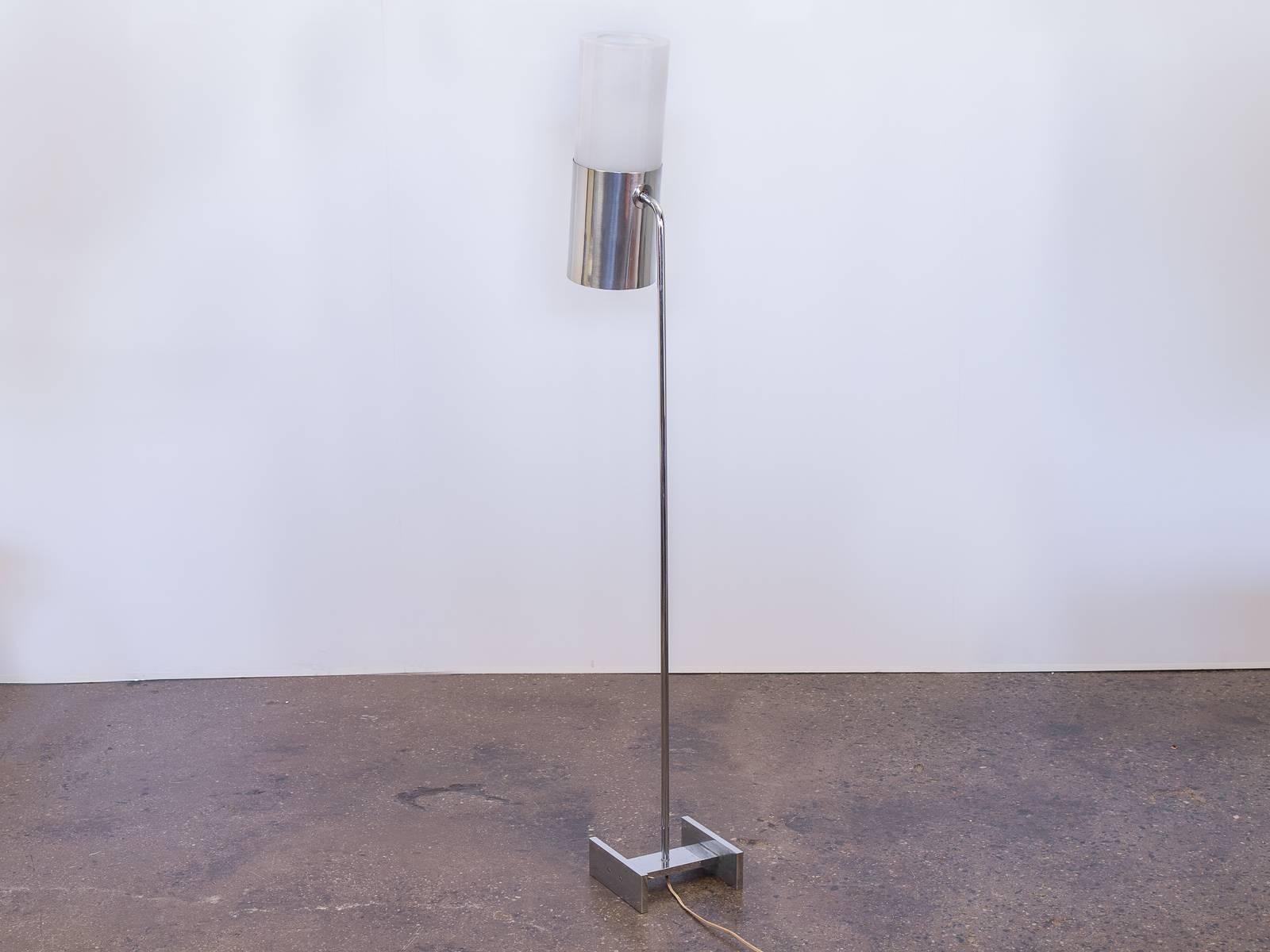 Mid-Century Modern Sonneman Chrome Floor Lamp with Cylindrical Shade
