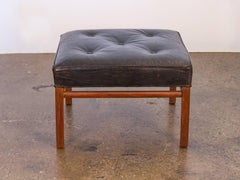 Vintage Black Tufted Square Ottoman