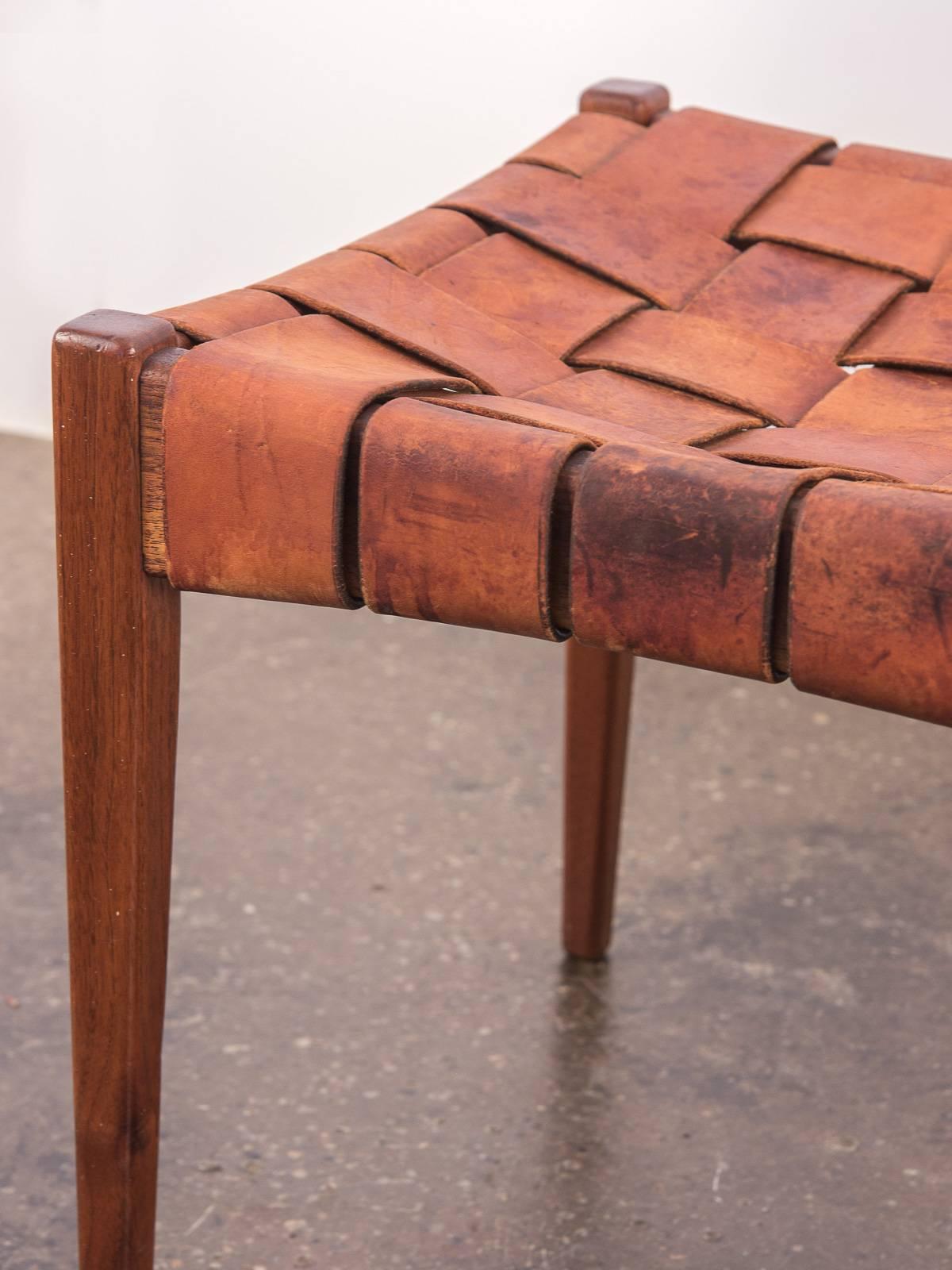 woven leather stool