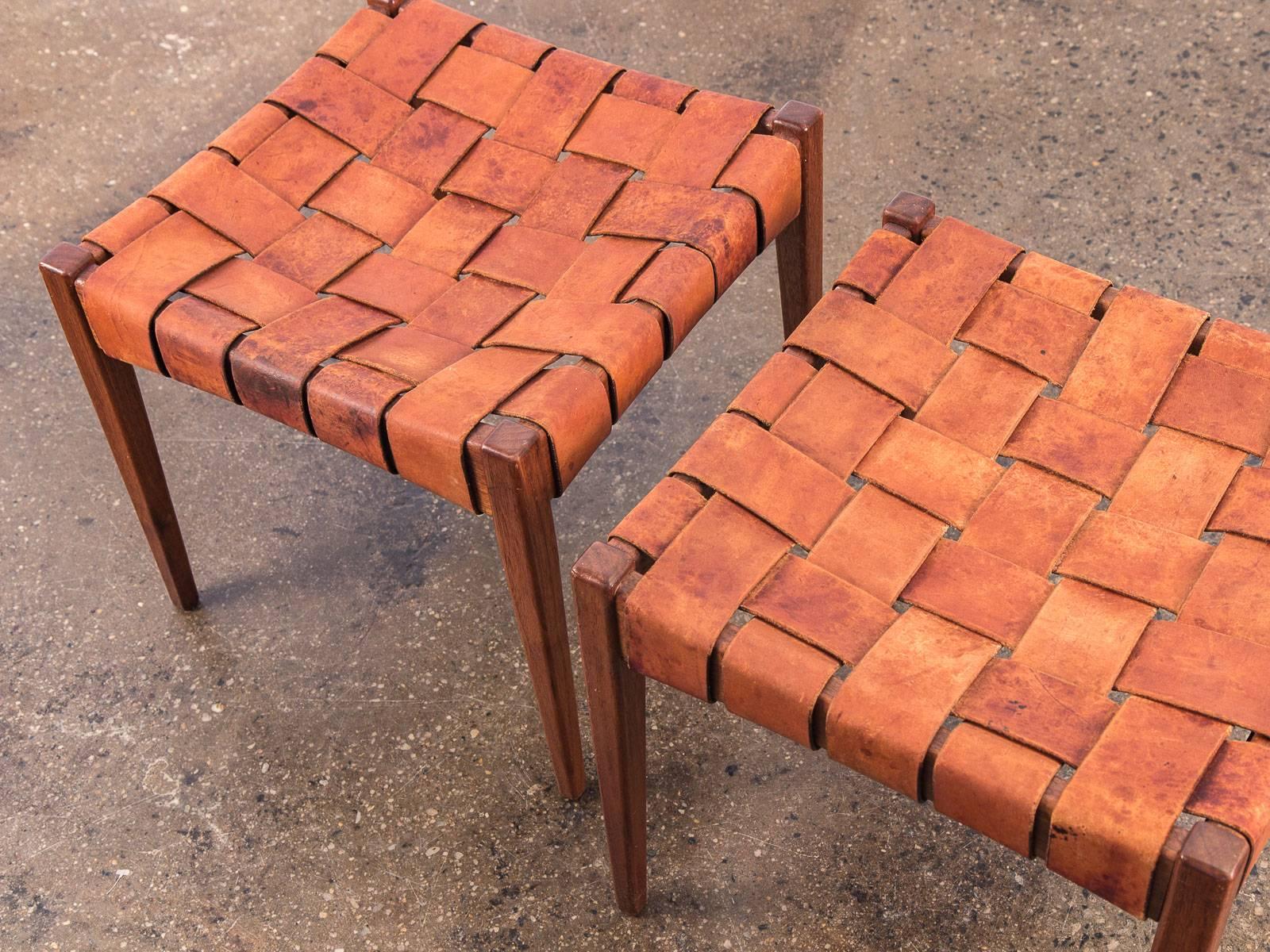 woven leather stools