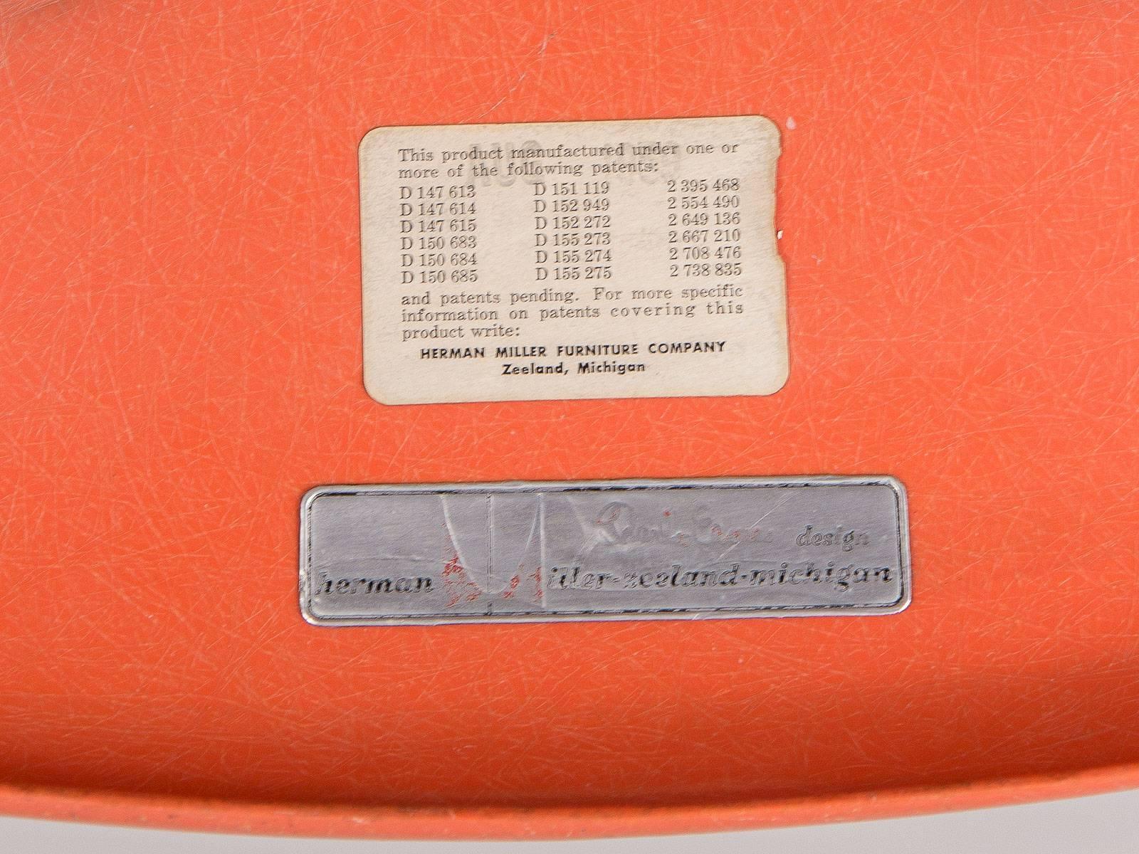 Mid-20th Century Eames Orange Armchair on Rocker Base
