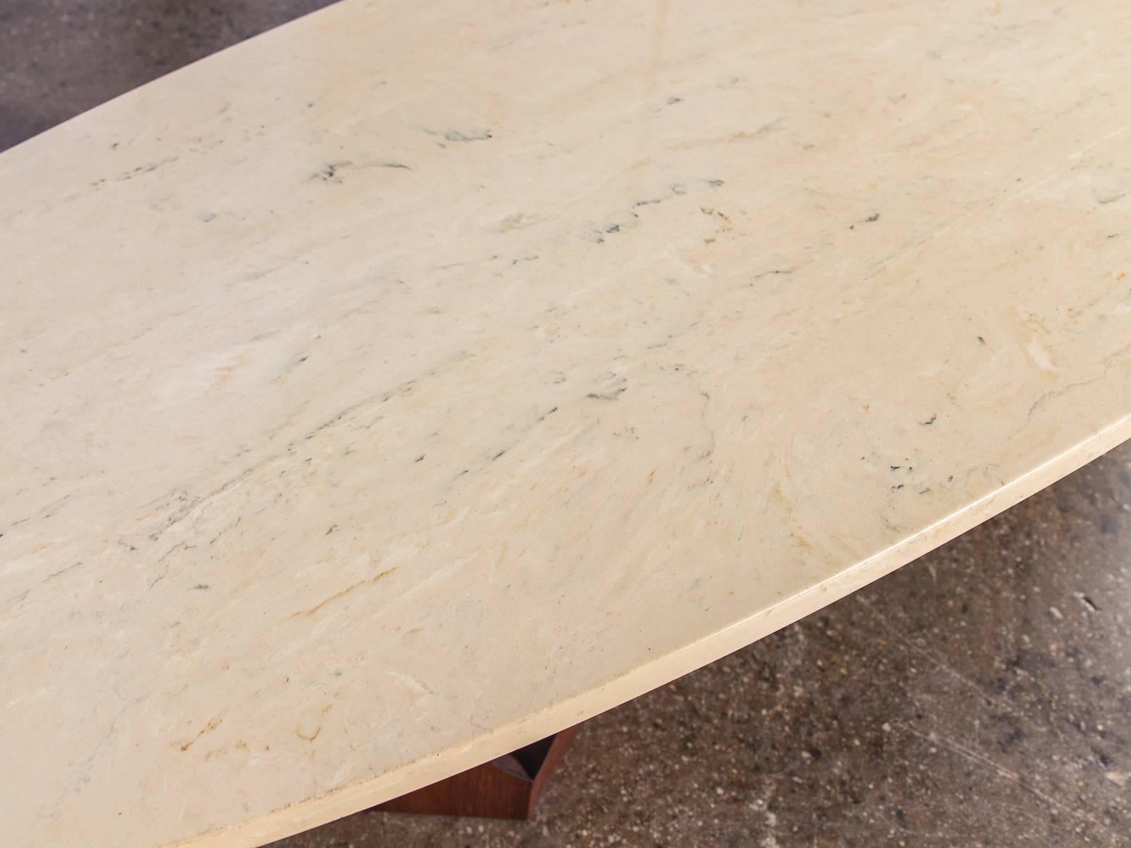 Carved Harvey Probber Travertine Coffee Table
