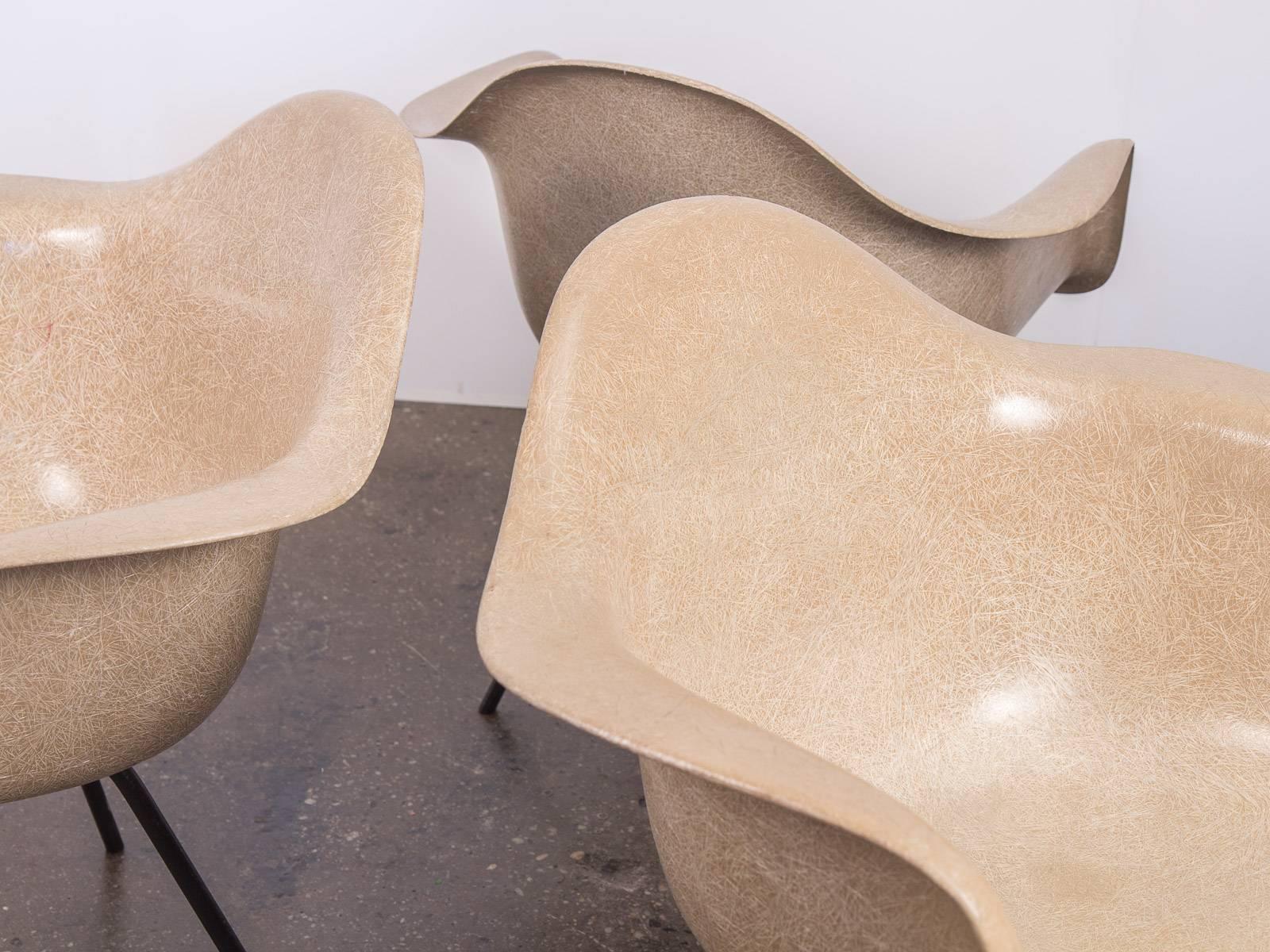 Fiberglass Eames for Herman Miller Second Generation Greige Eames Armshell Chair