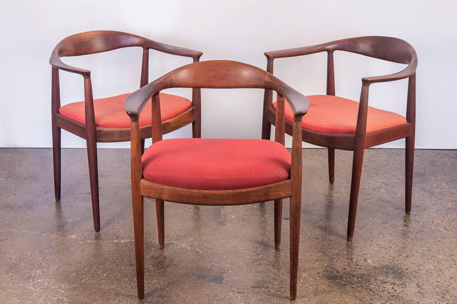 Mid-Century Modern Set of Six Wegner Style Dining Armchairs for Edward Axel Roffman