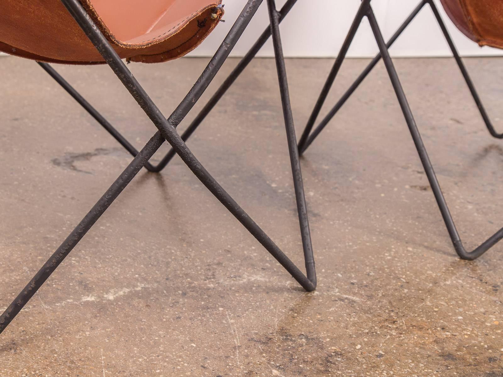 Pair of Tabacco Brown Hardoy Butterfly BKF Chairs for Knoll 2