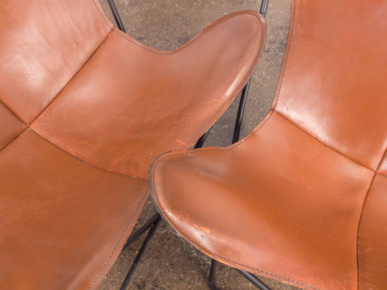 Pair of Tabacco Brown Hardoy Butterfly BKF Chairs for Knoll 1