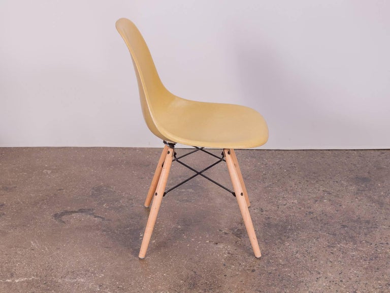 Mid-Century Modern Eames for Herman Miller Ochre Yellow Shell Chair For Sale