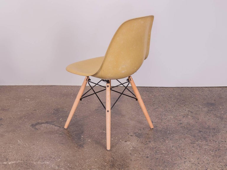 Molded Eames for Herman Miller Ochre Yellow Shell Chair For Sale