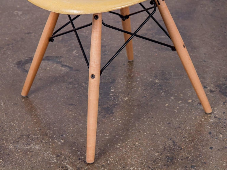 Fiberglass Eames for Herman Miller Ochre Yellow Shell Chair For Sale