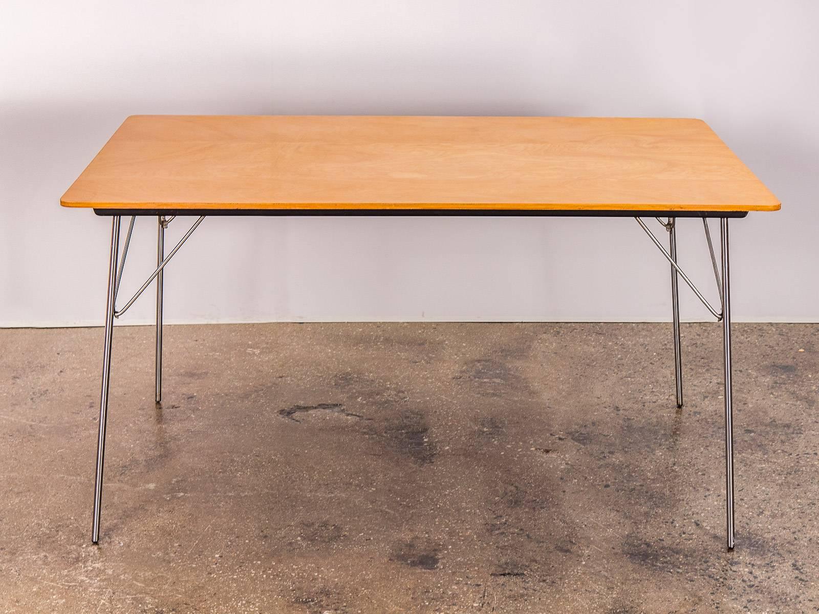 Scarce, DTM folding table in the natural birchwood by Charles and Ray Eames. Our example of the DTM, which stands for 