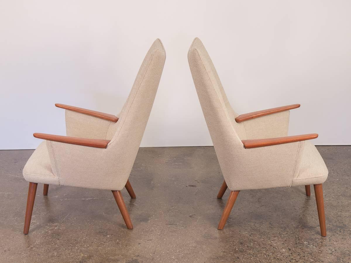 Scandinavian Modern Pair of Hans J. Wegner AP-27 High Back Lounge Chairs for A.P. Stolen