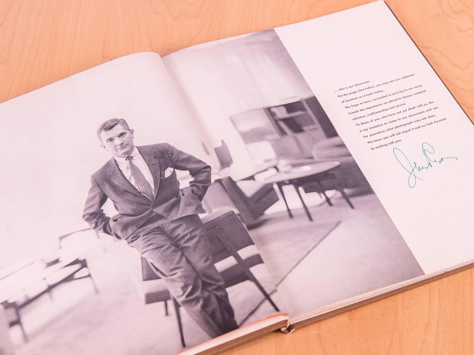 Rare, out of print, self-published catalog for the Jens Risom showroom in 1955. Includes a wonderful portrait of the late designer in the intro profile. Photographs shot by Richard Avedon. Contains the often missing, delicate glycine dust jacket