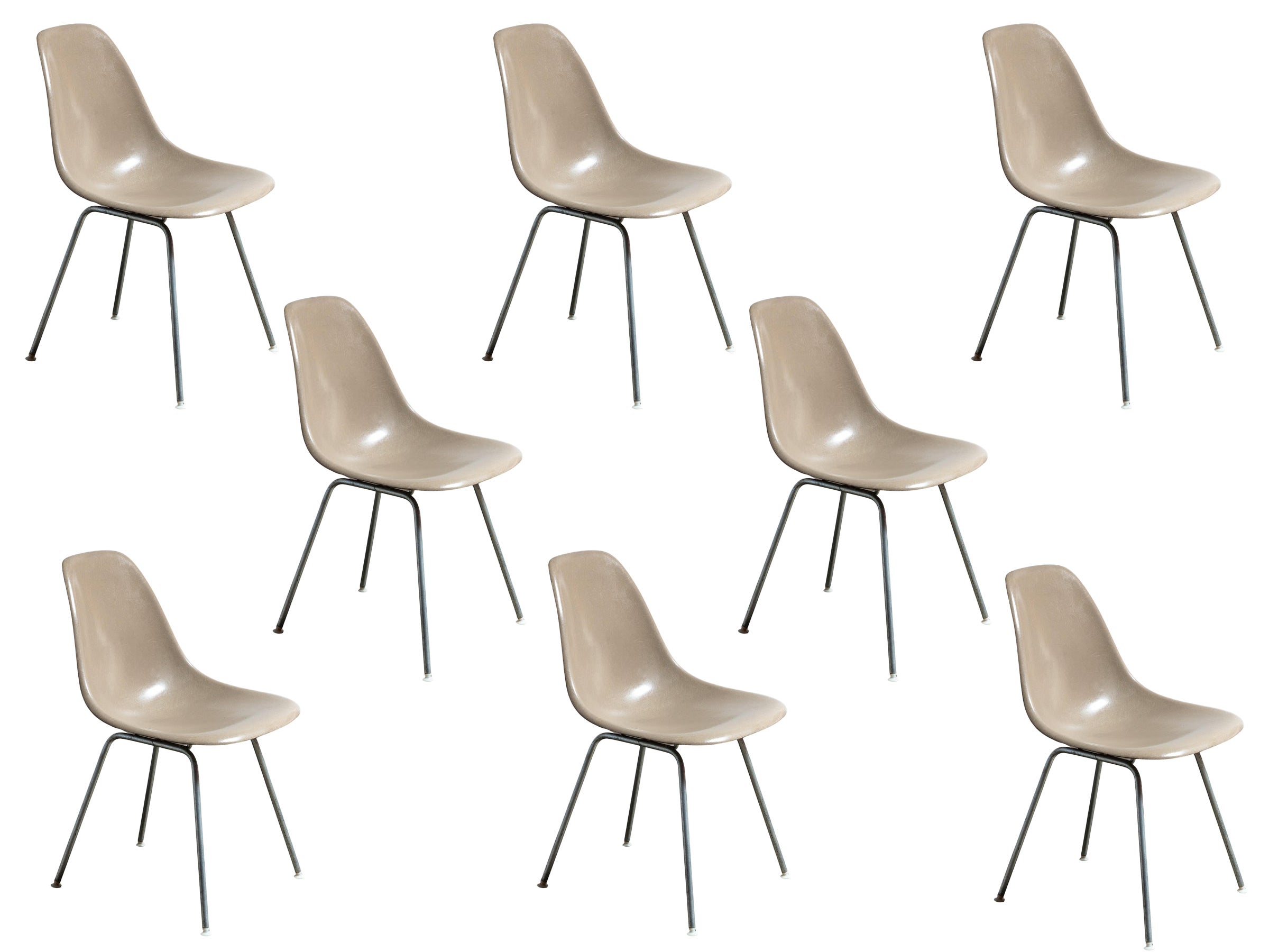Greige Light Grey Eames for Herman Miller Vintage 1960s Fiberglass Shell Chairs