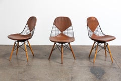 Original 1950s Eames PKW-2 Wire Chair Maple Dowel Swivel Base