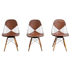 Original 1950s Eames PKW-2 Wire Chair Maple Dowel Swivel Base