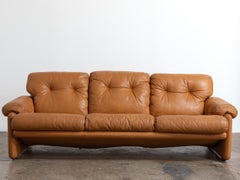B&B Italia Tobia Scarpa Coronado Butterscotch Leather Sofa Made in Italy 1970s