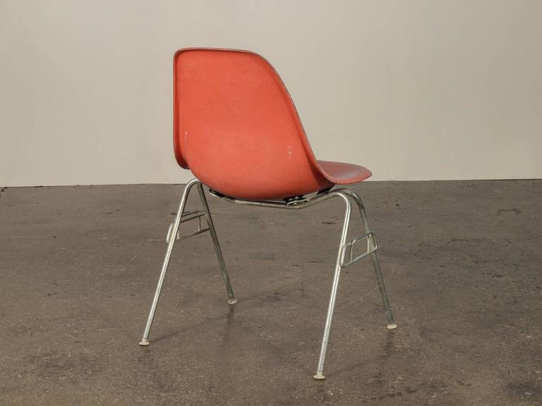 Mid-20th Century Eames for Herman Miller DSS Orange Fiberglass Shell Chair For Sale