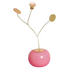 Unique Pink Handblown Glass Sculpture, Stabile No. 67