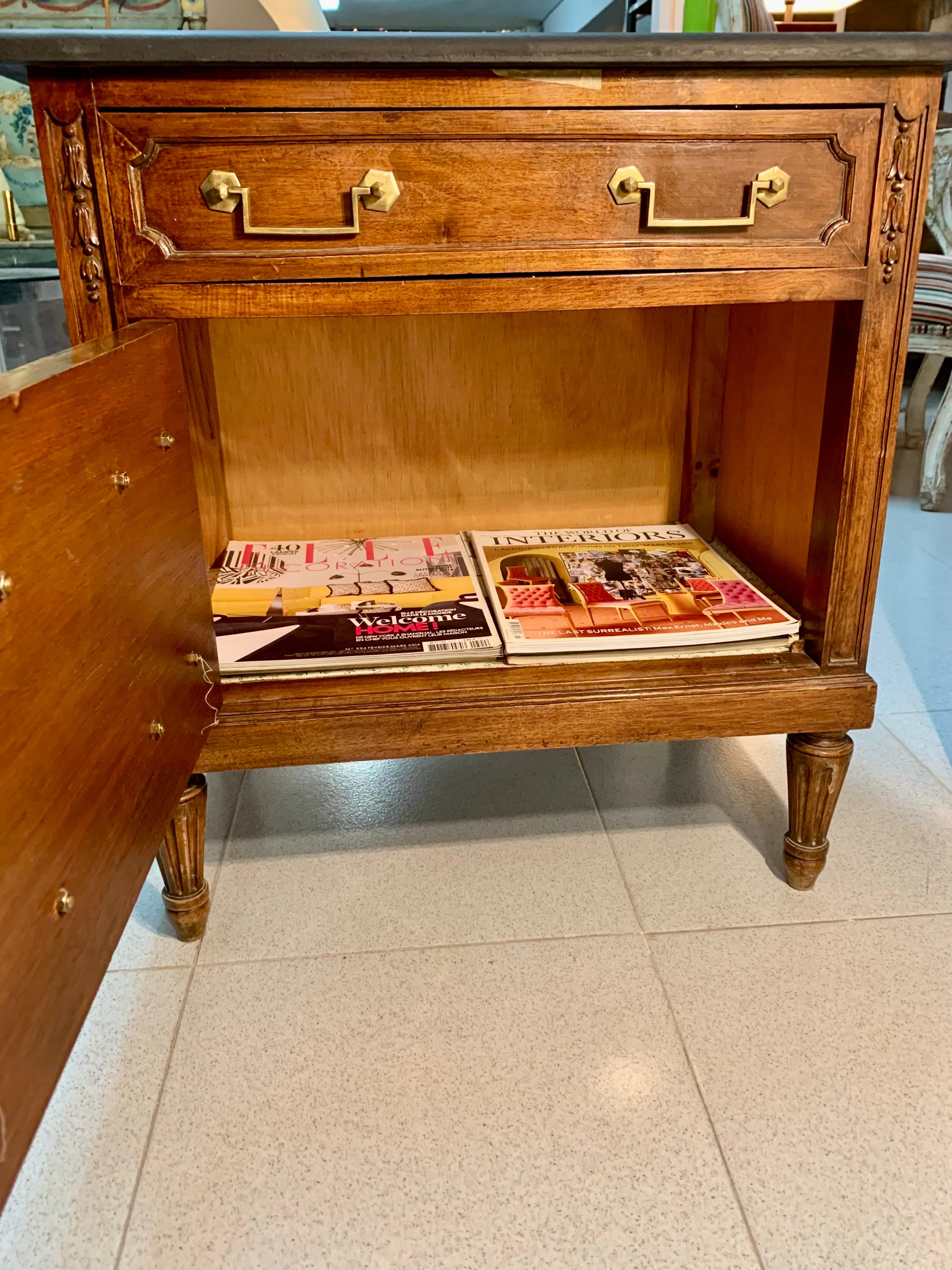 Pair of 20th Century Walnut Spanish Louis XVI Style Bedside Tables or