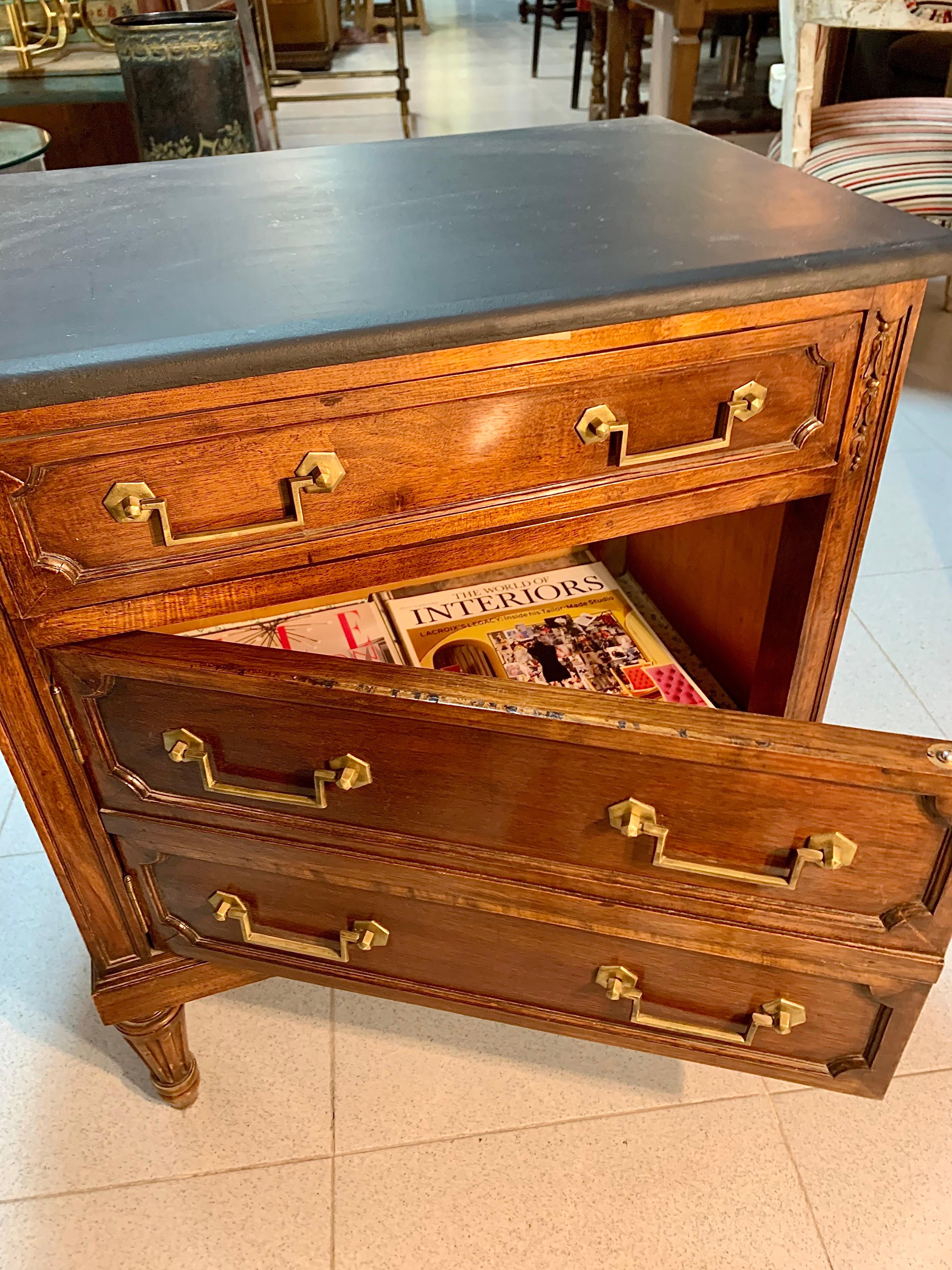 Pair of 20th Century Walnut Spanish Louis XVI Style Bedside Tables or