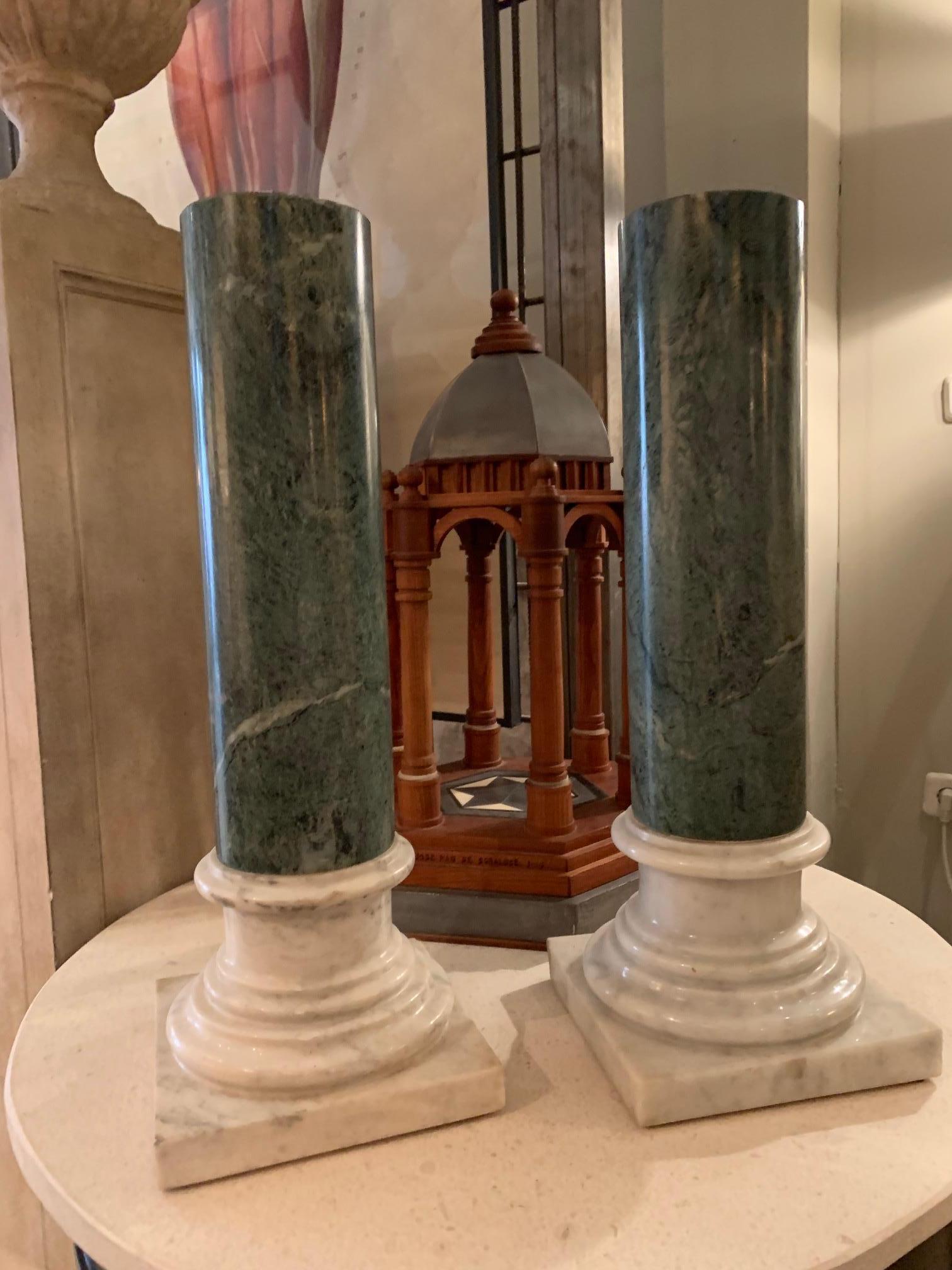 Italian Pair of Marble Columns, 19th Century