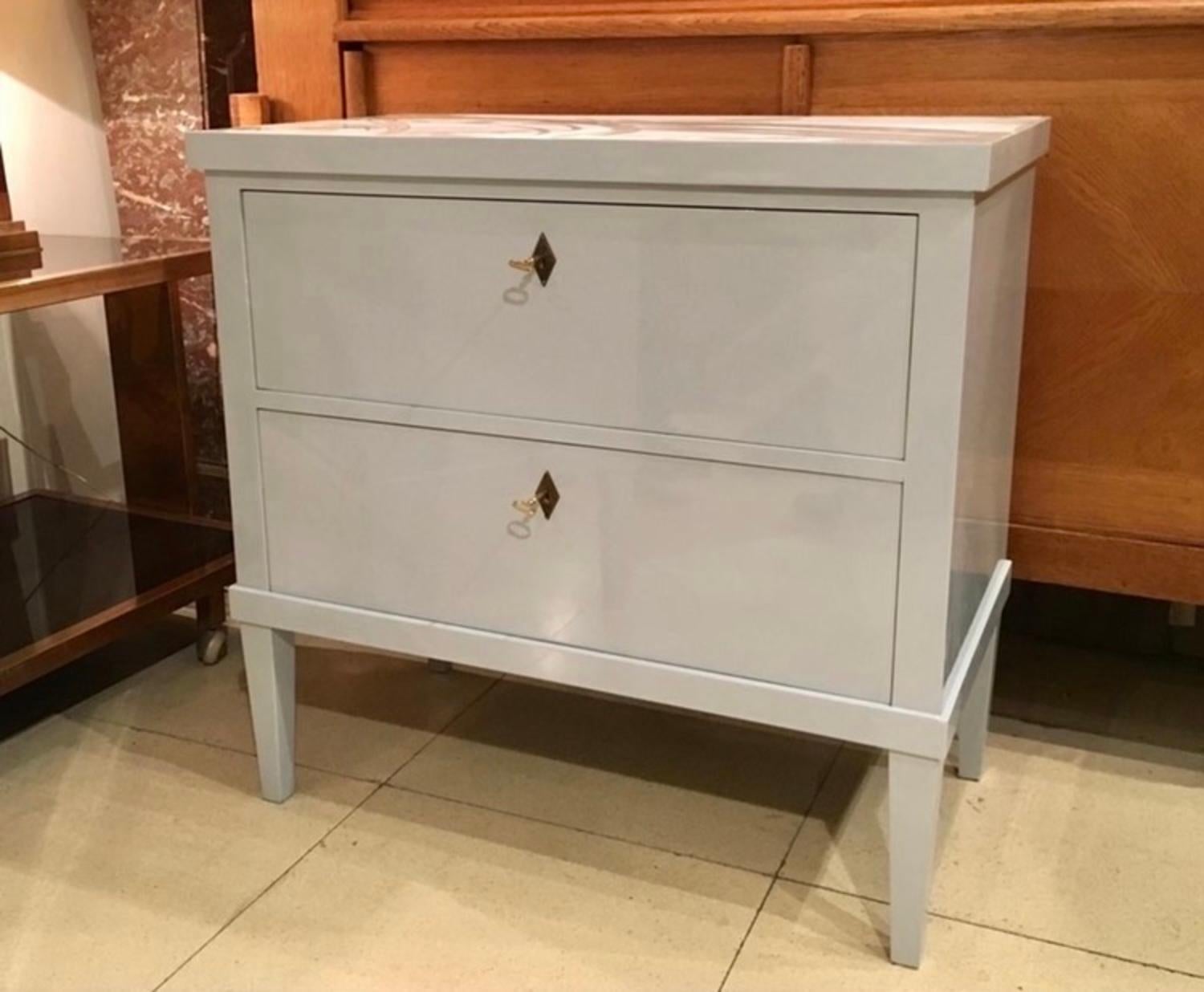 Pair of Gray-White Lacquered Biedermeier Style Commodes 5