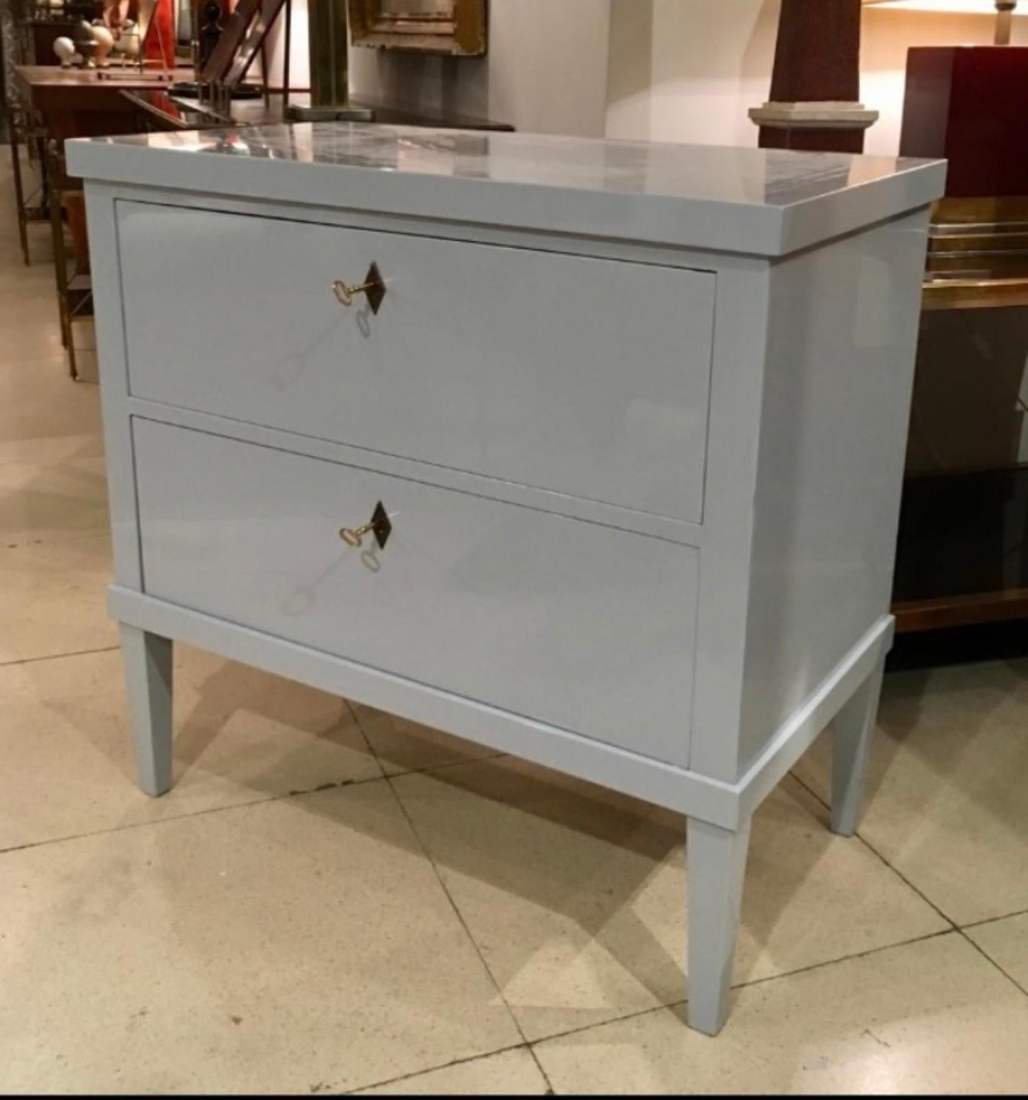 Pair of Gray-White Lacquered Biedermeier Style Commodes 6