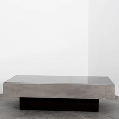 Table basse chromée des années 1970, style Willy Rizzo