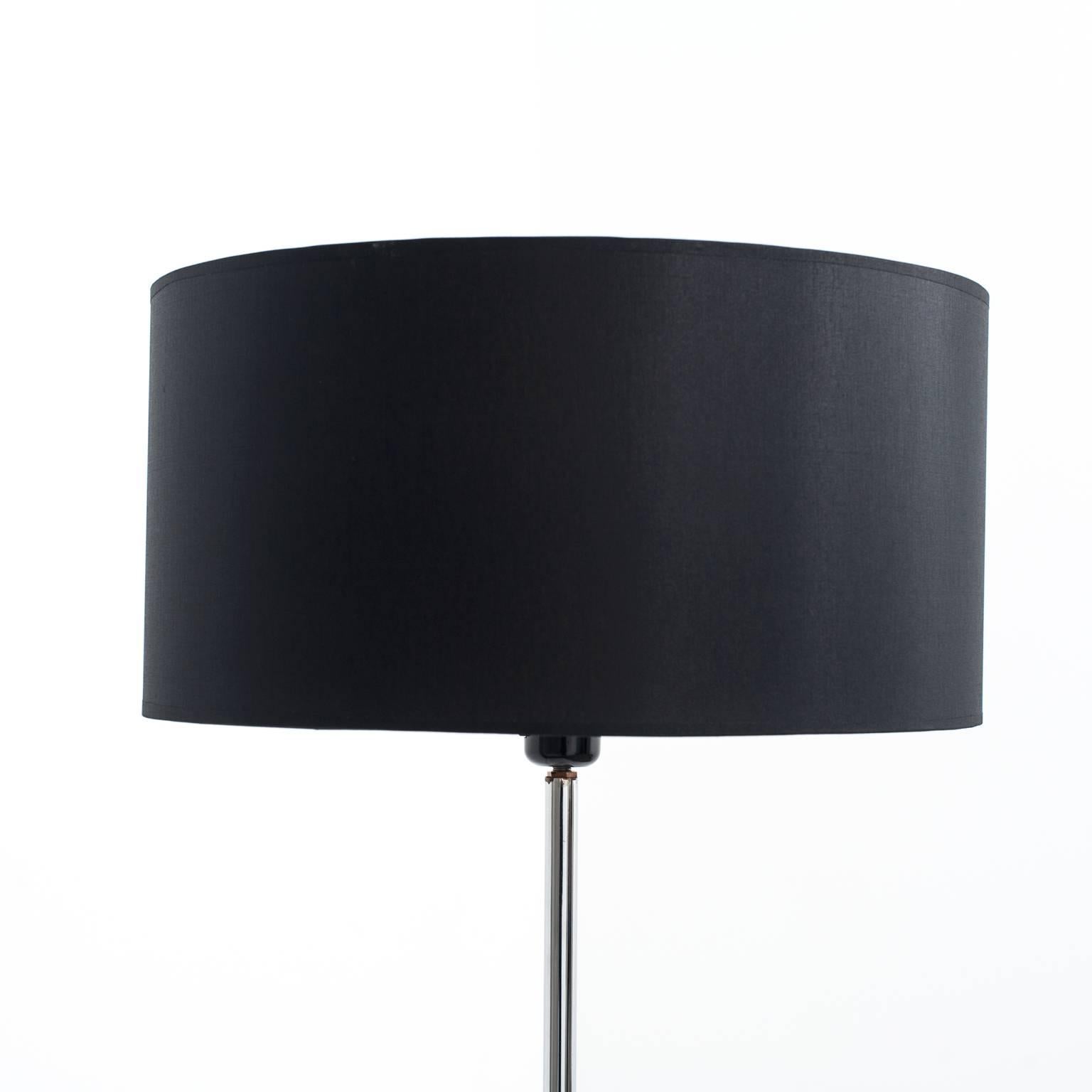 Mid-Century Modern 20th Mid-Century Leather and Brass Metal Floor Lamp For Sale