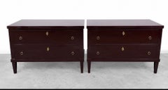 21th Century Pair of Handcrafted Biedermeier Style Burgundy Lacquered Commodes
