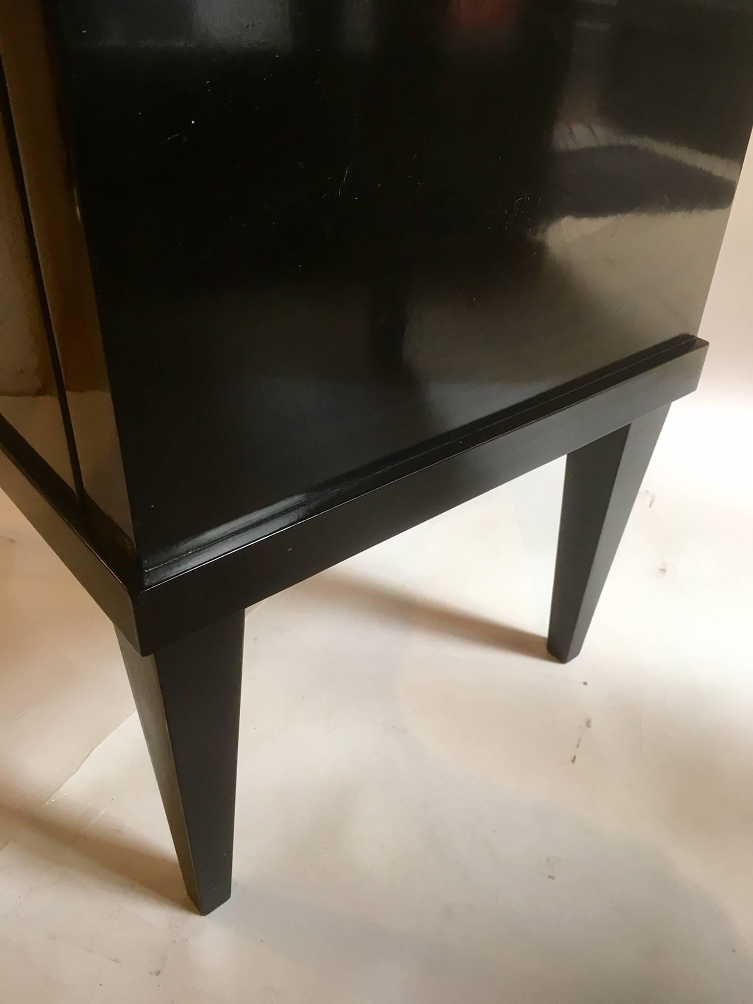 Pair of Black Biedermeier Style Bedside -Table In Excellent Condition In Madrid, ES