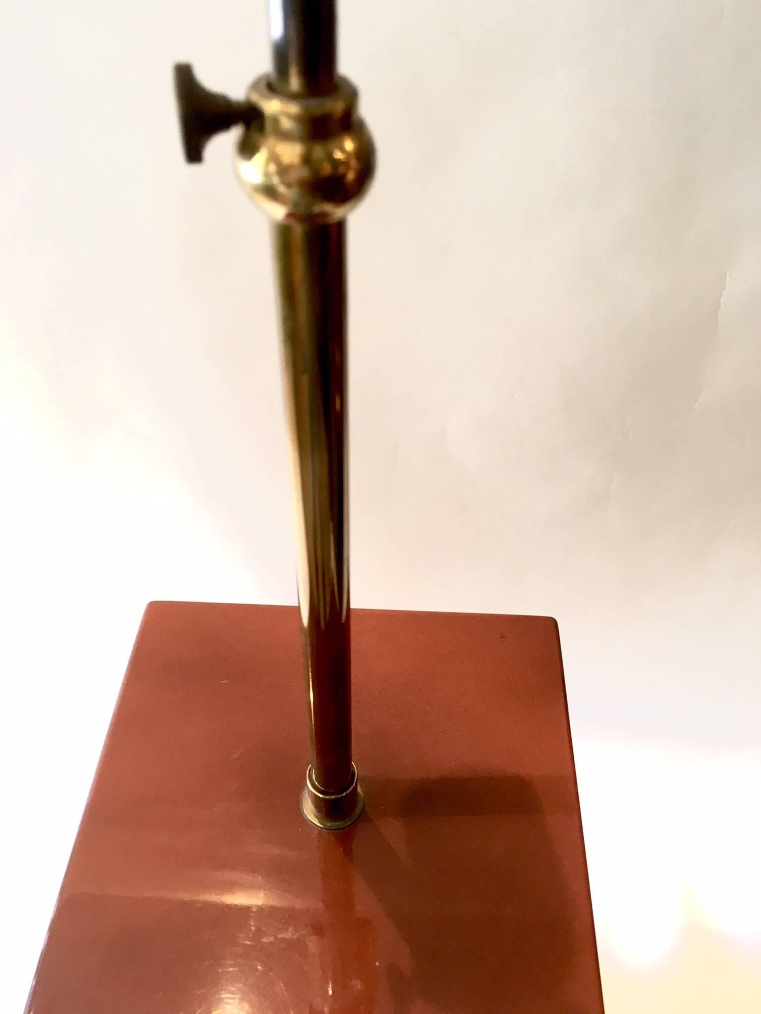 1970 Lacquered  and Brass Table Lamp J.C. Mahey Style 1
