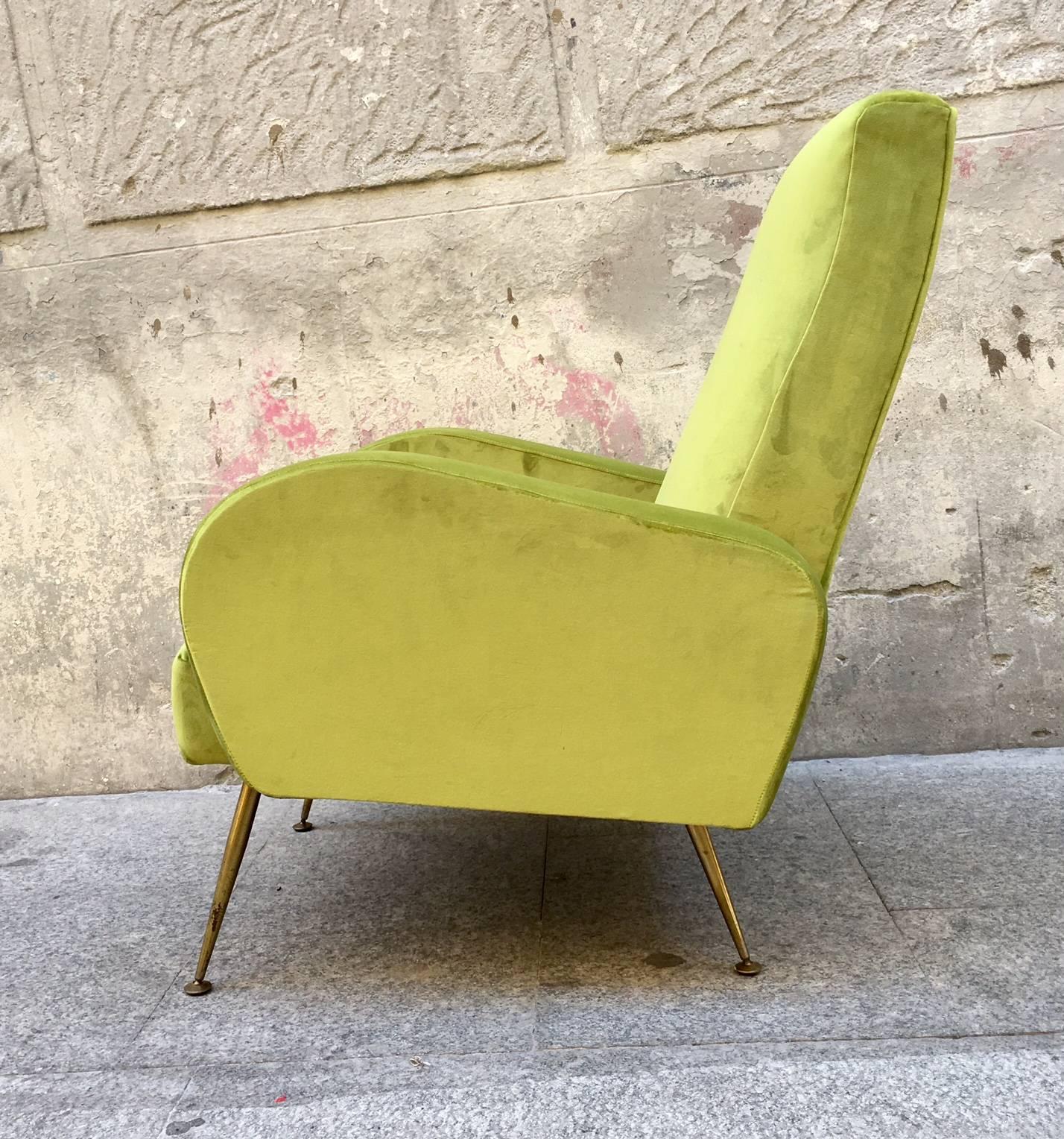 Mid-Century Modern Pair of 1960s Italian Armchairs