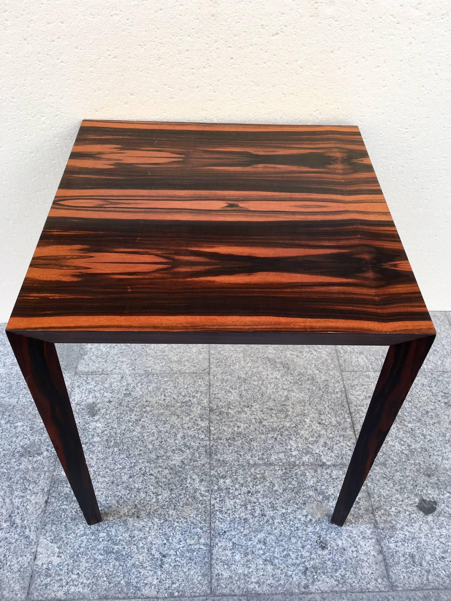 Pair of Deco style side tables of wood covered in Macassar ebony wood.