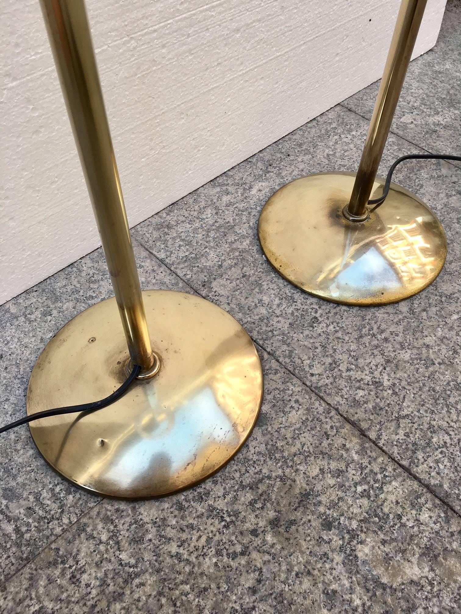 Pair of Mid-Century Spanish Brass Floor Lamps 3