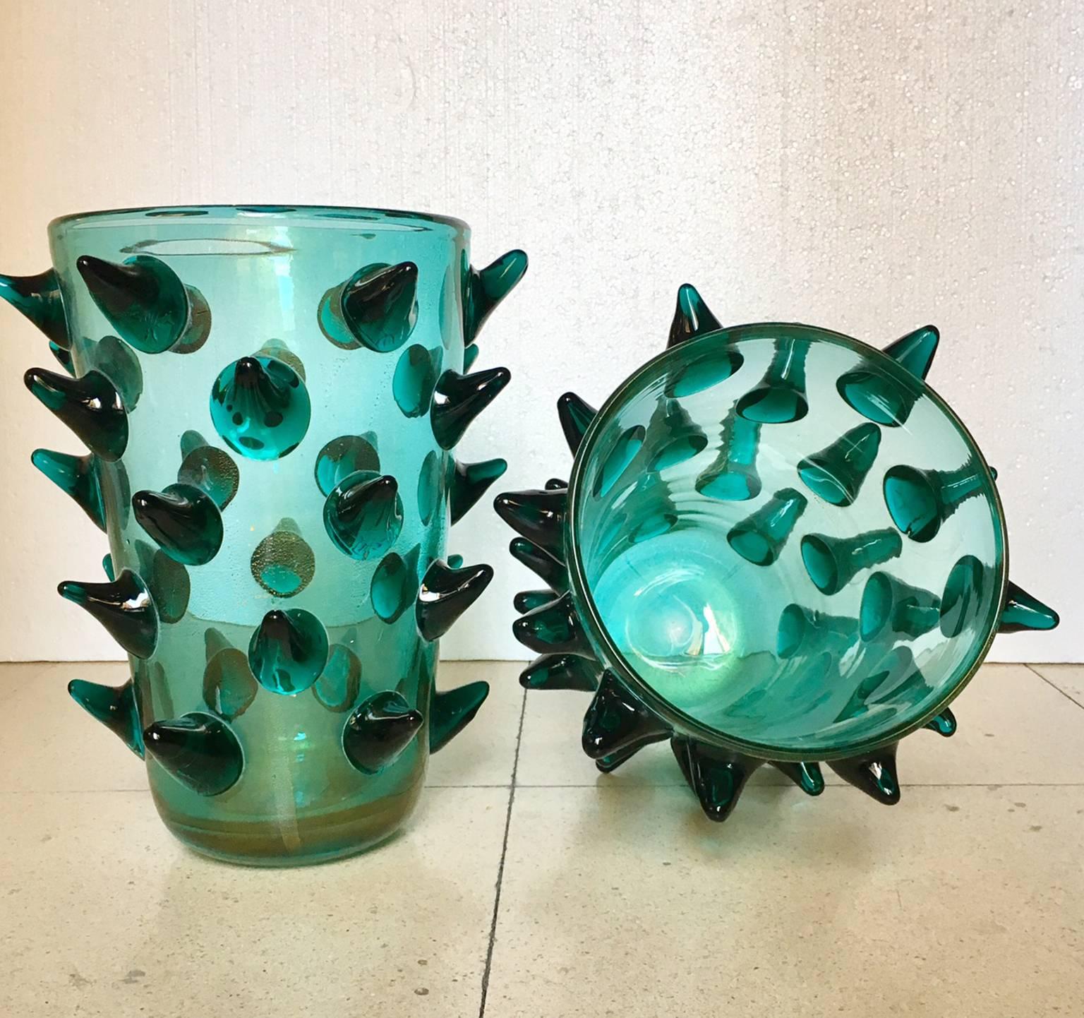 Art Glass Pair of Murano Vases Signed by Constantini
