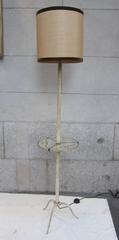 Rene Prou, Iron and Frosted Mirror Floor Lamp, France 1940