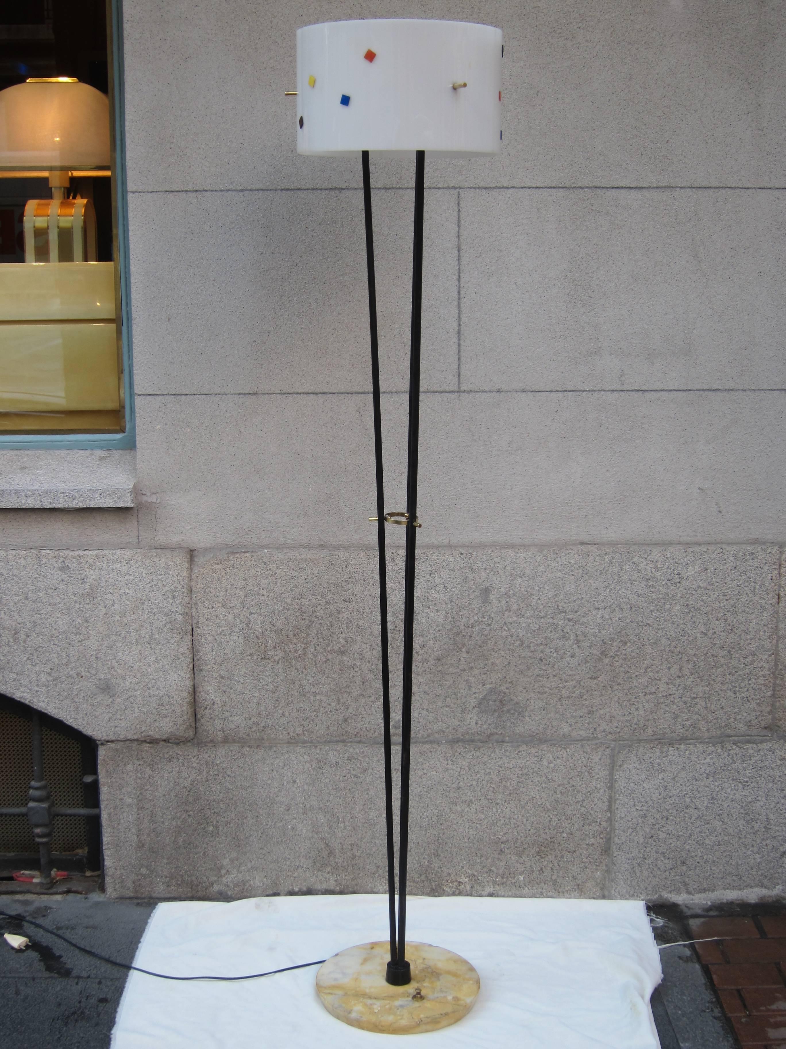 Angelo Brotto, Perspex, Iron and Marble Base Floor Lamp, Italy, 1960 In Excellent Condition For Sale In Madrid, ES
