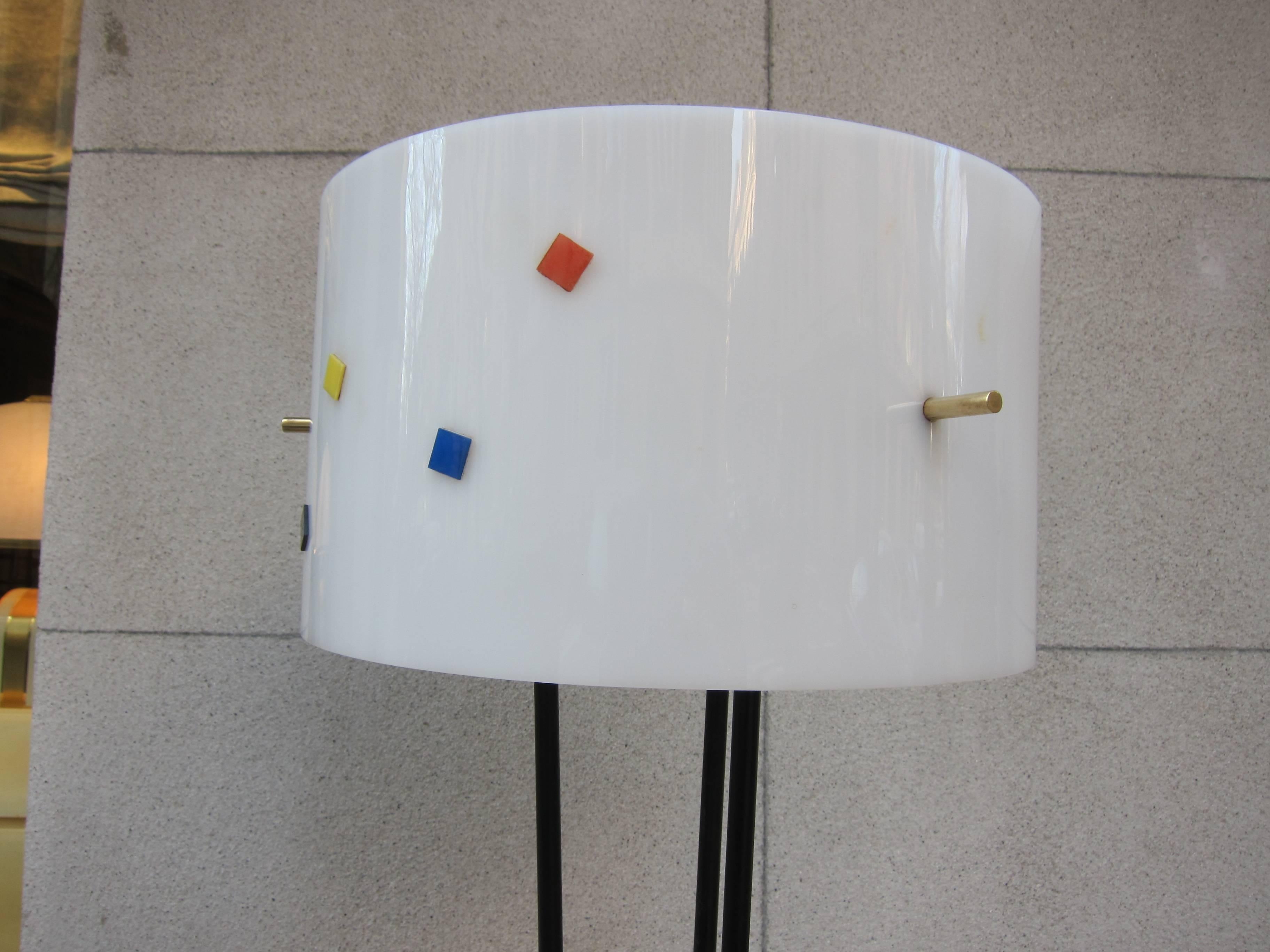 Angelo Brotto, Perspex, Iron and Marble Base Floor Lamp, Italy, 1960 For Sale 1