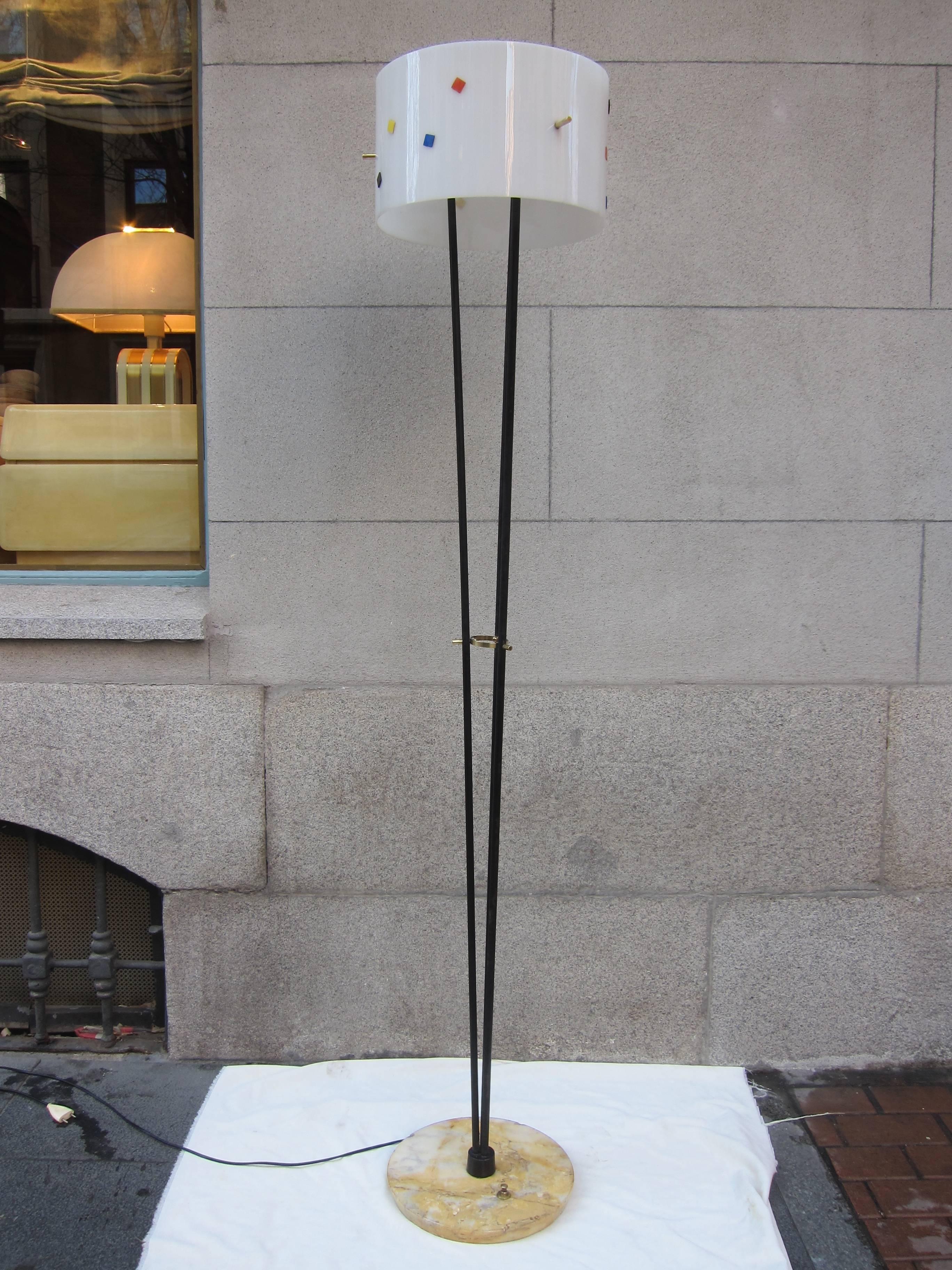 Angelo Brotto, Perspex, Iron and Marble Base Floor Lamp, Italy, 1960 For Sale 4