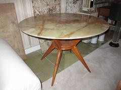 Walnut and Onyx Top Table, Italy, 1950