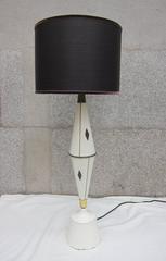 Pair of Lacquerd Aluminium and Brass Table Lamps. USA 1950