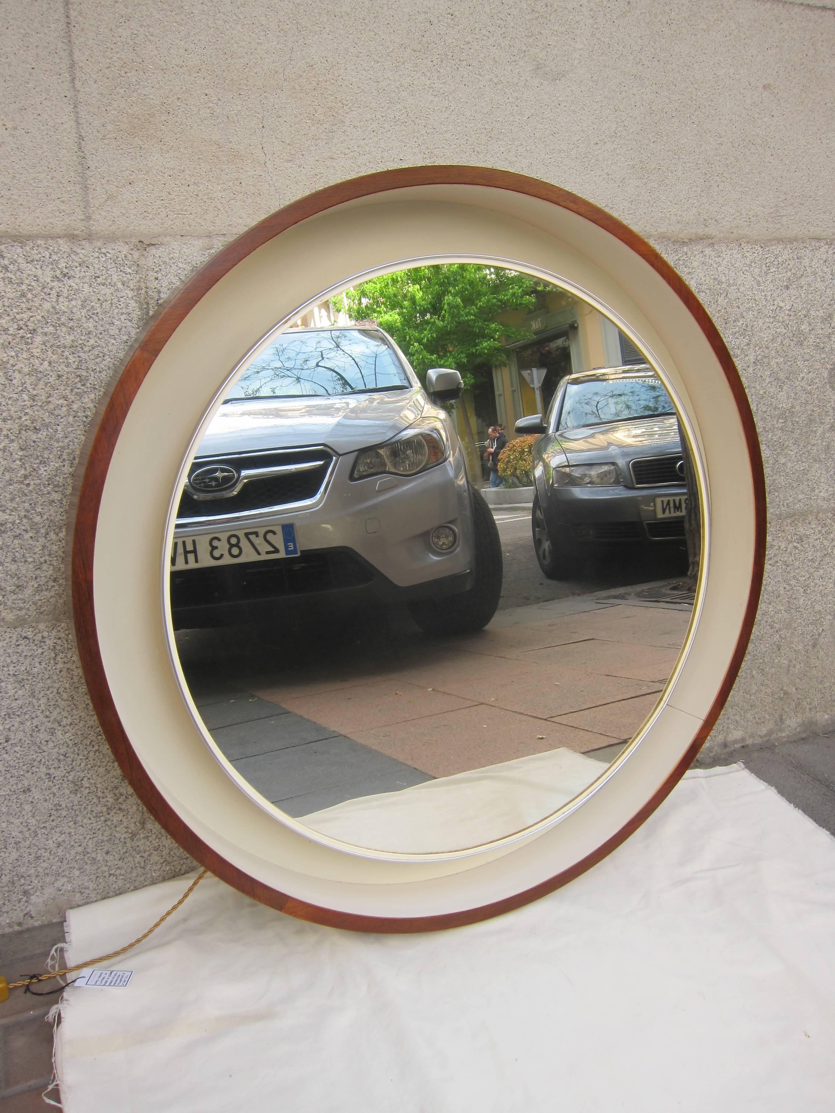 Rosewood and Lacquer with Light Mirror, Scandinavia, 1970 For Sale 1